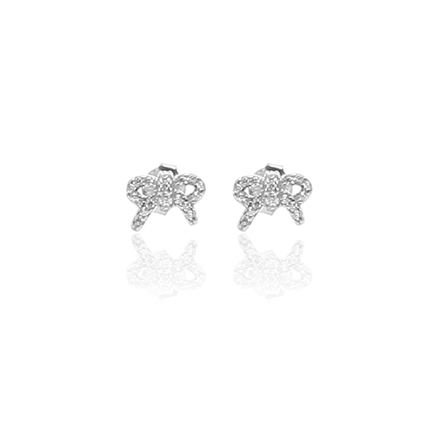 Sparkling Bow Pendant Necklace and Earrings Set - ARJW1010RD ARCADIO