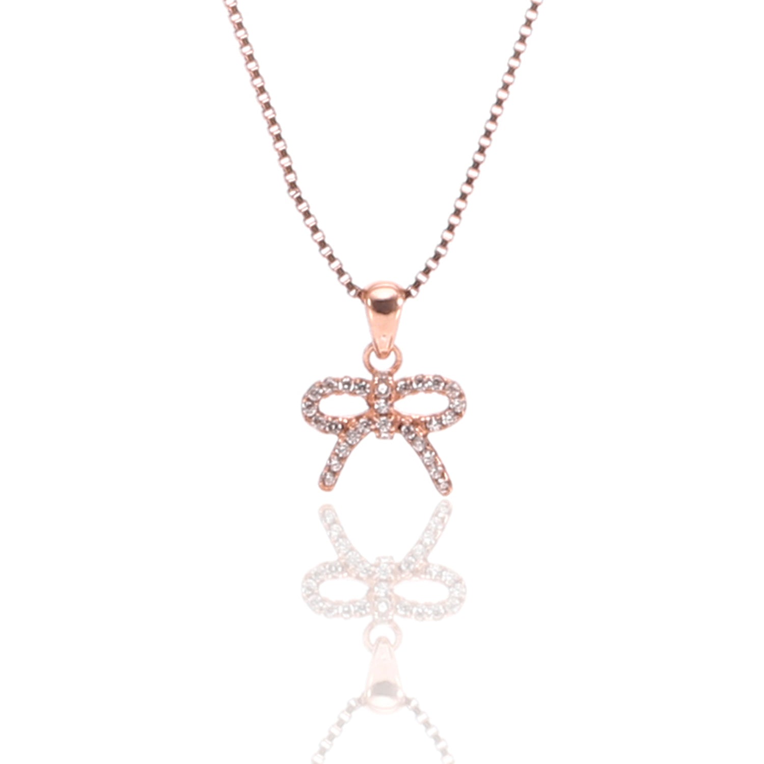 Sparkling Bow Pendant Necklace and Earrings Set - ARJW1010RG ARCADIO