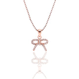 Sparkling Bow Pendant Necklace and Earrings Set - ARJW1010RG ARCADIO
