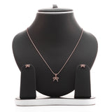 Sparkling Bow Pendant Necklace and Earrings Set - ARJW1010RG ARCADIO