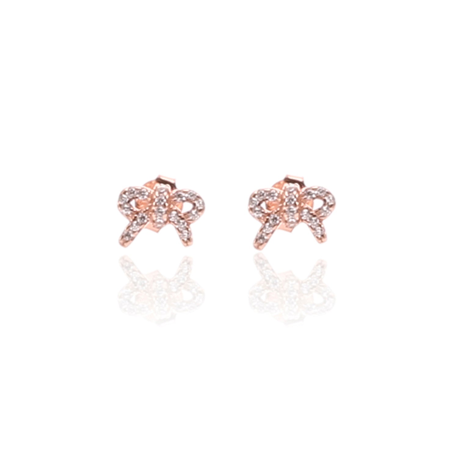 Sparkling Bow Pendant Necklace and Earrings Set - ARJW1010RG ARCADIO
