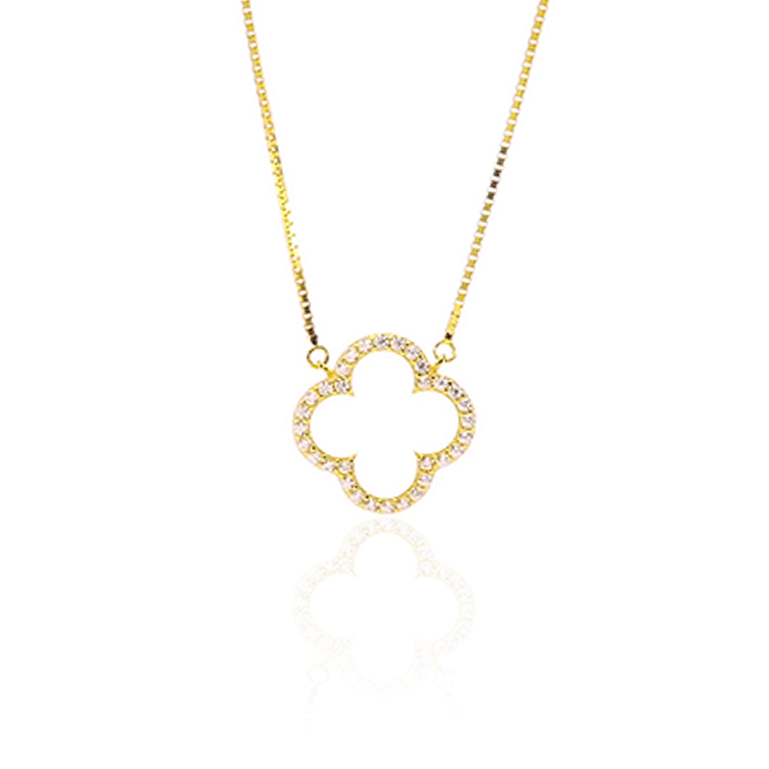 Sparkling Clover Pendant Necklace and Earrings Set - ARJW1022GD ARCADIO