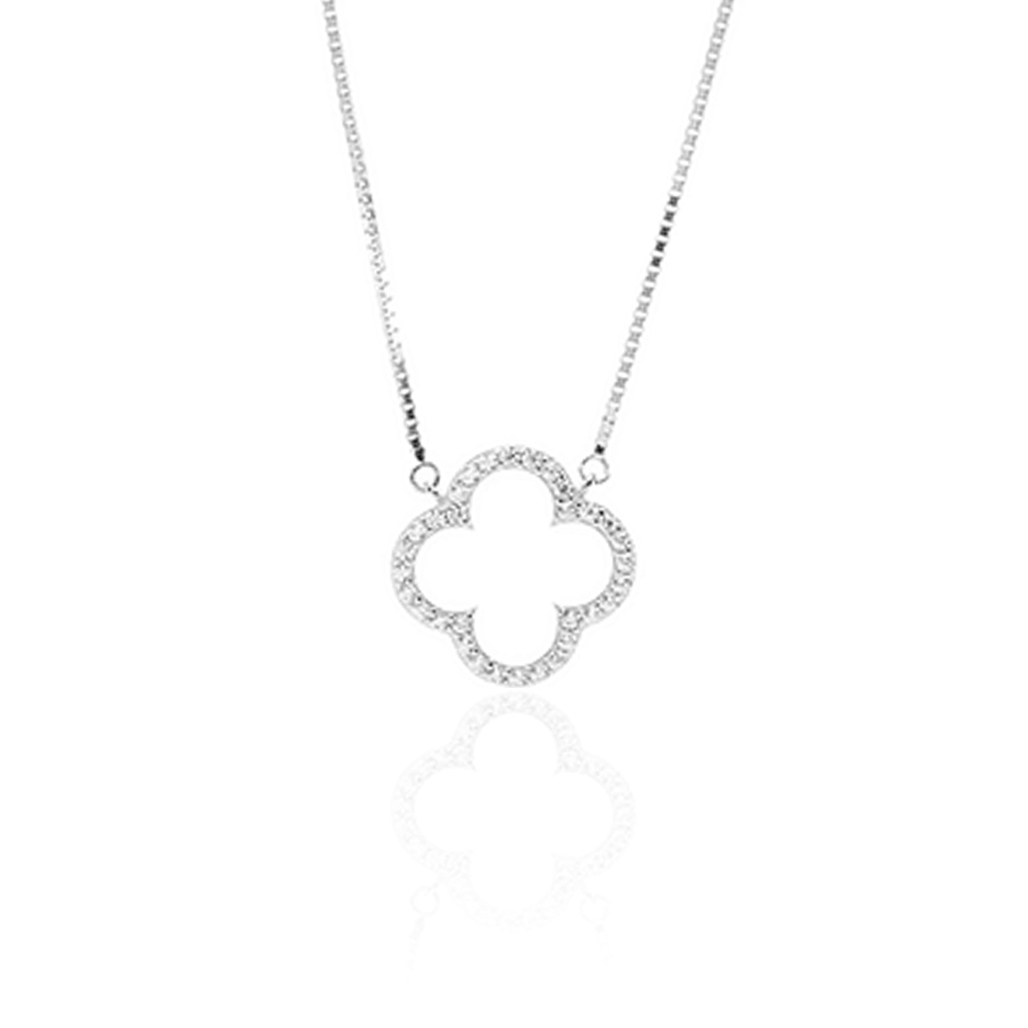Sparkling Clover Pendant Necklace and Earrings Set - ARJW1022RD ARCADIO