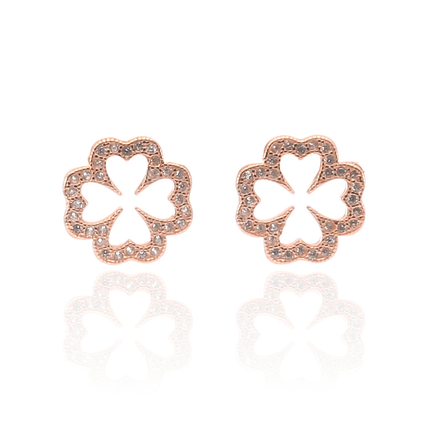 Sparkling Clover Pendant Necklace and Earrings Set - ARJW1022RG ARCADIO