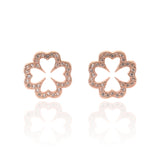 Sparkling Clover Pendant Necklace and Earrings Set - ARJW1022RG ARCADIO