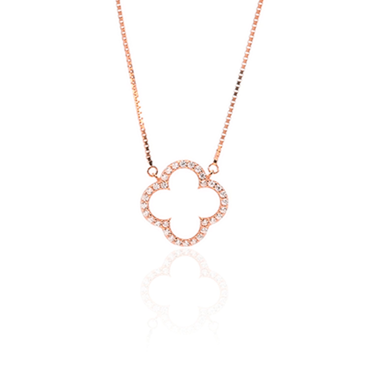 Sparkling Clover Pendant Necklace and Earrings Set - ARJW1022RG ARCADIO