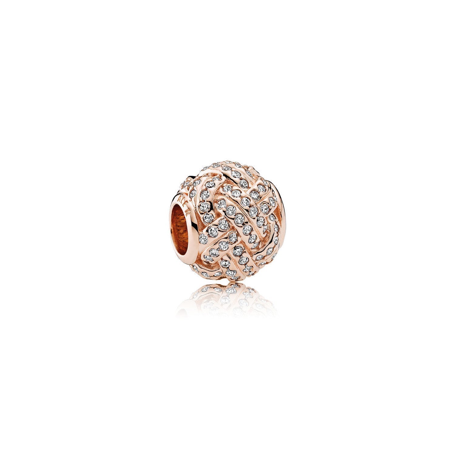 Sparkling Love Knot Petite Verona Charm, Rose Gold, Cubic Zirconia Gemstones - ARJWVC1048RG ARCADIO