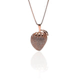 Strawberry Fruit Pendant Necklace and Earrings Set - ARJW1013RG ARCADIO