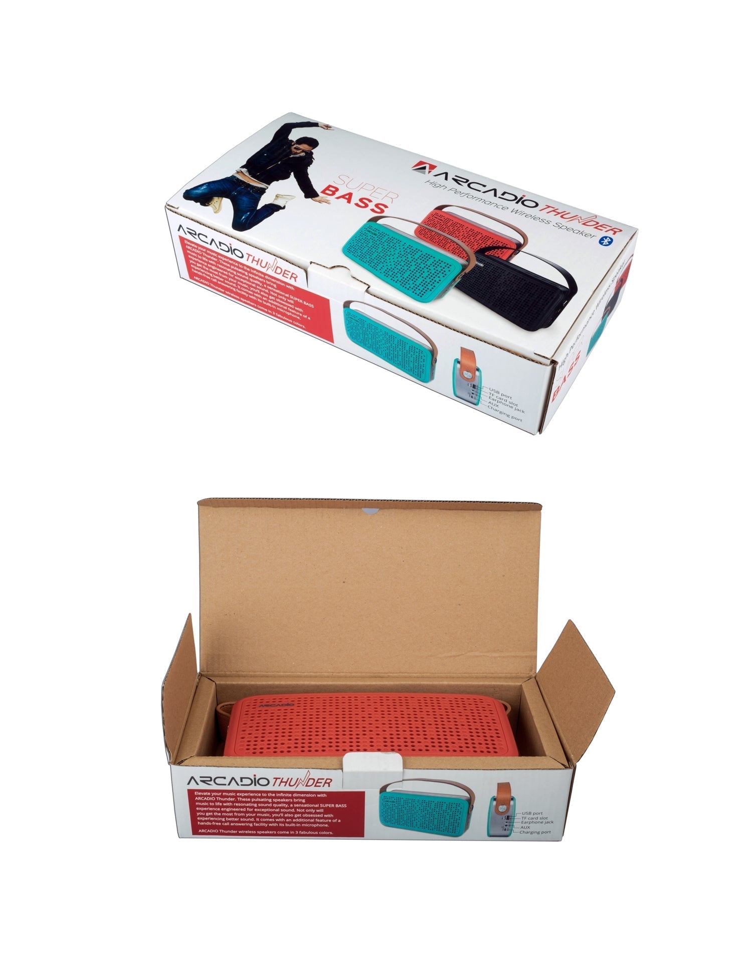 THUNDER - Portable Bluetooth Speaker - Coral Pink ARCADIO