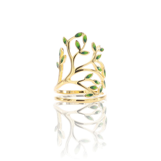 Tree of Life Open Adjustable Ring - ARJWR1038GD ARCADIO