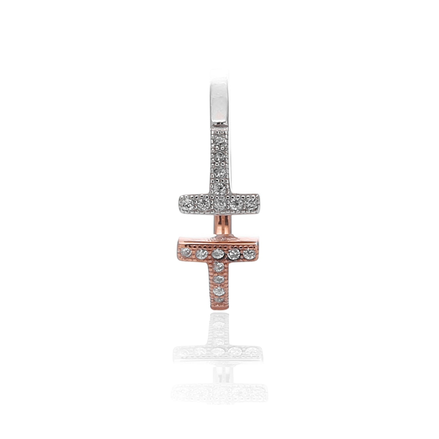 Two - Tone Delicate Double Bar T Adjustable Ring - ARJWR1042RD ARCADIO