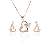 Valentine Heart with Fluttering Butterfly Pendant  and Earrings Set - ARJW1003RG ARCADIO