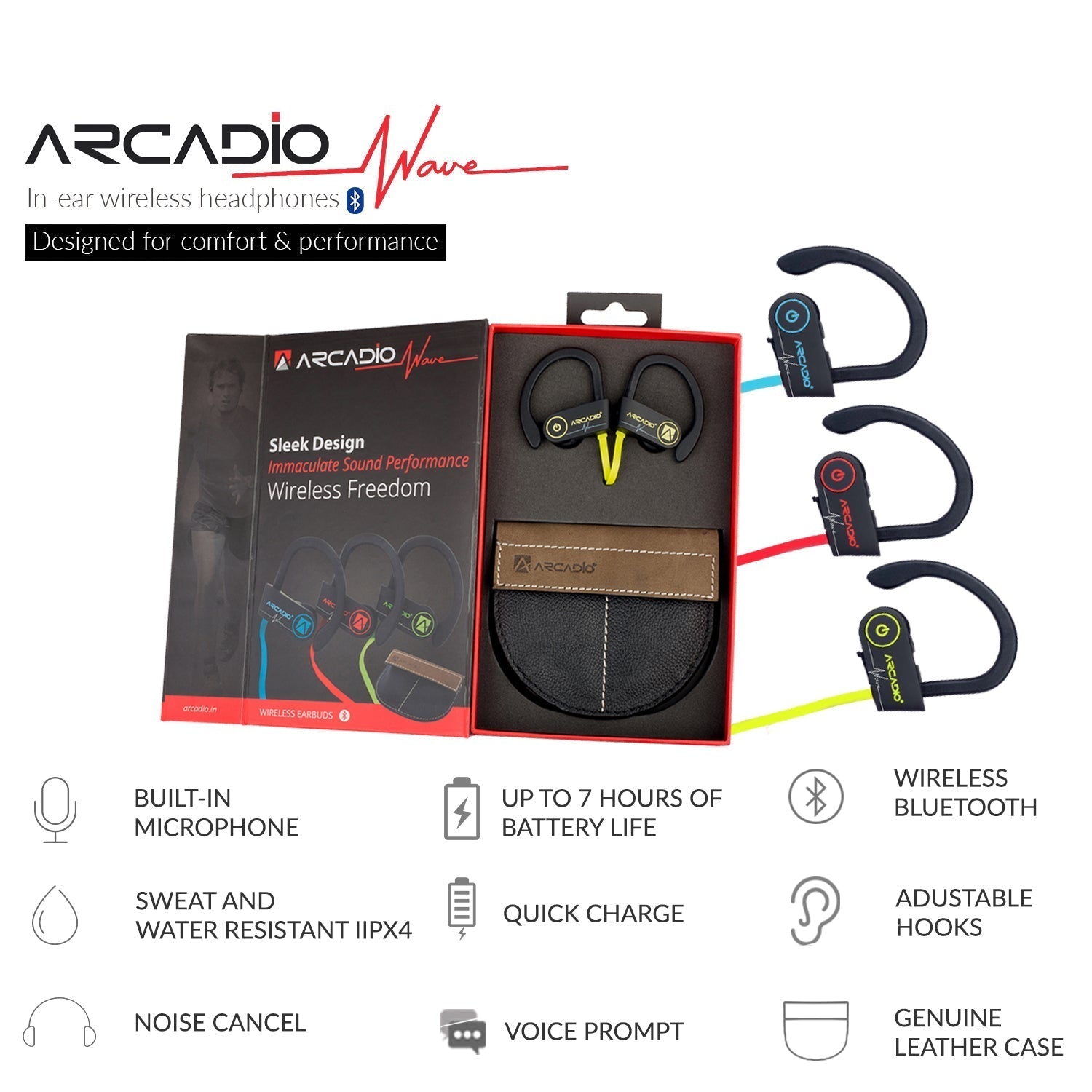 WAVE - Bluetooth Earphone - Sports Green ARCADIO